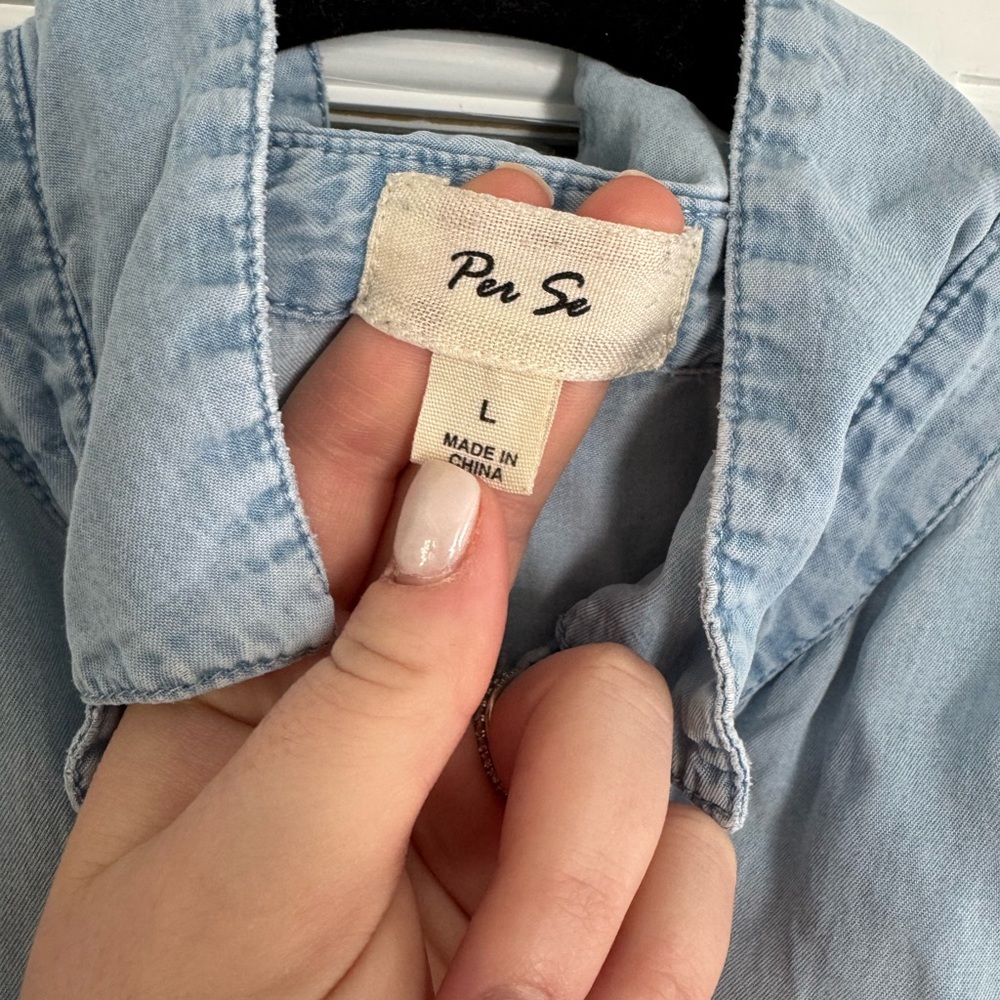 Per Se blue button down L - Picture 3 of 4